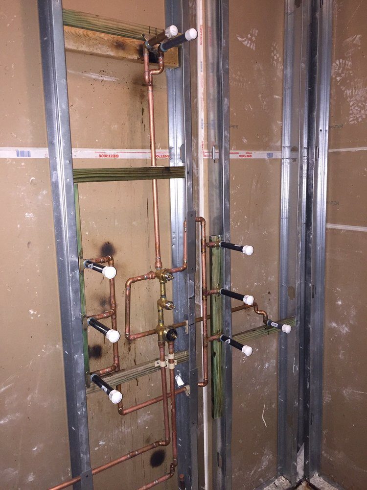 Copper supply lines and valves roughed in