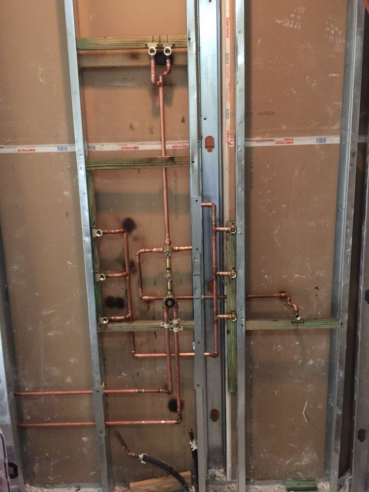 New copper supply lines roughed in inside a wall