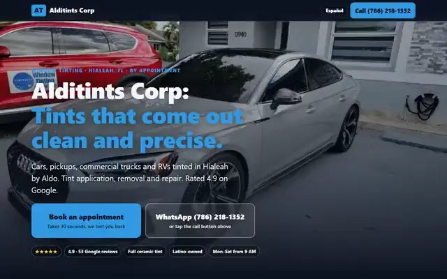 Muestra de sitio web para Alditints, hecha por Rebel Tech
