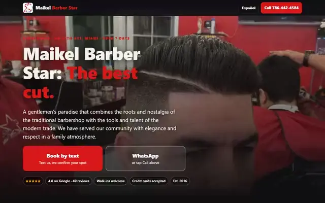 Sample website for Maikel Barber Star by Rebel Tech