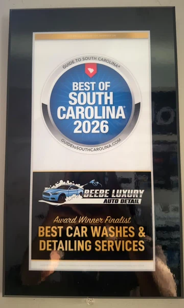Best of South Carolina 2026 award plaque for Beebe Luxury Auto Detail