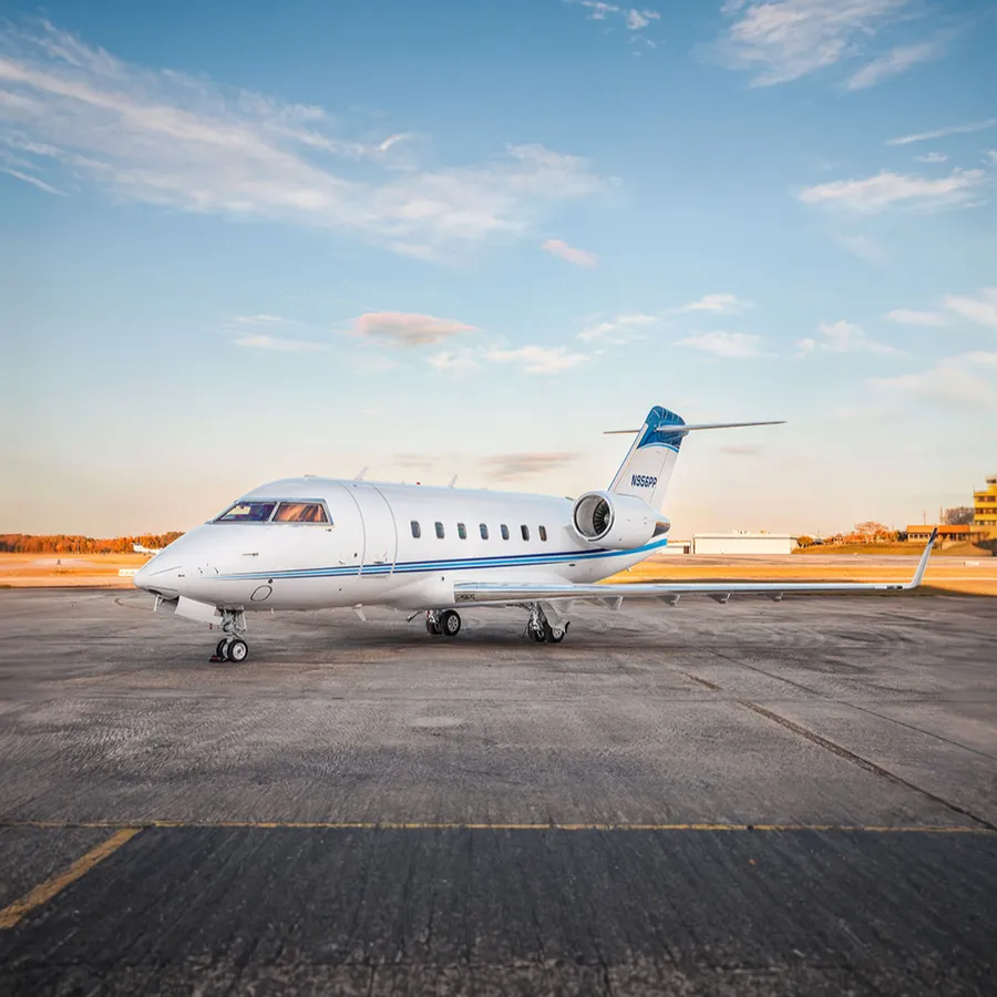 Challenger jet on the tarmac