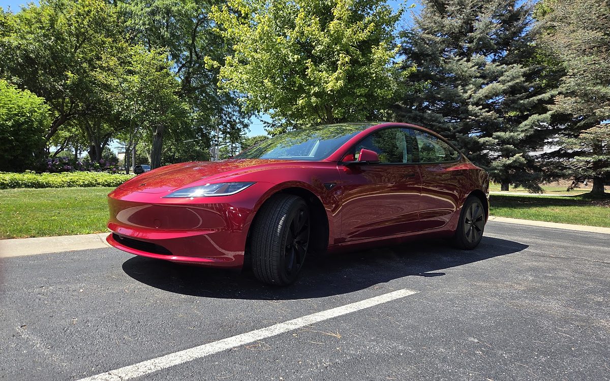 Red Tesla Model 3 after a 5-year SunCoat Pro ceramic coating in Grand Haven, MI