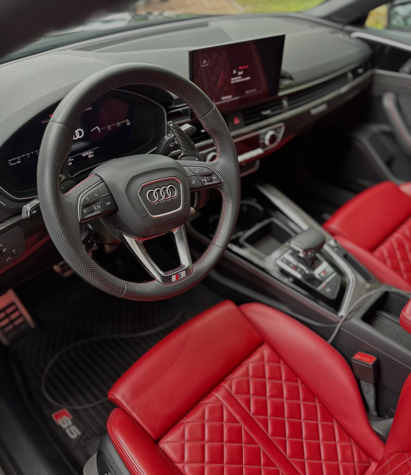 Audi red leather interior after a deep clean
