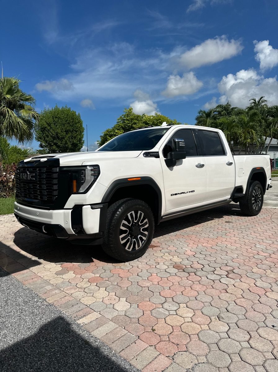 White GMC truck freshly detailed