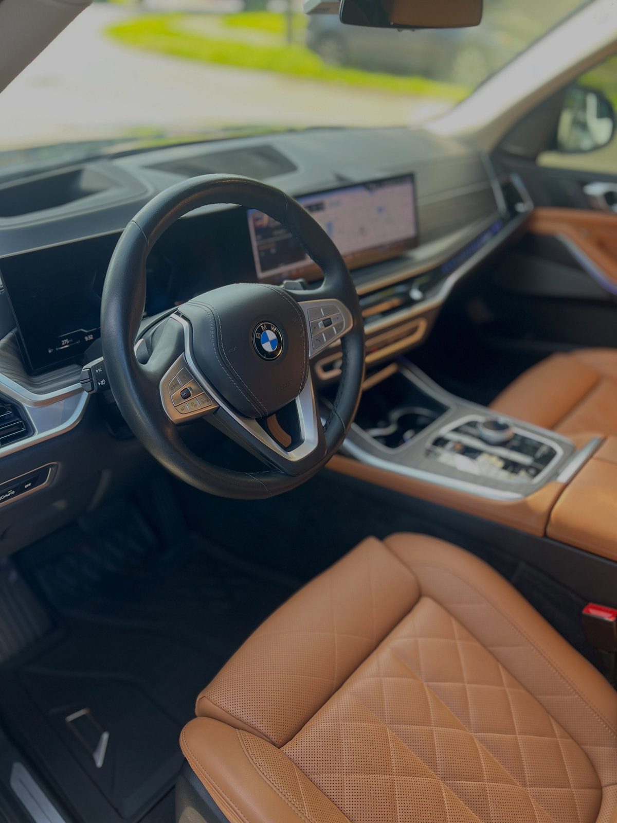 BMW interior with brown leather after a deep clean
