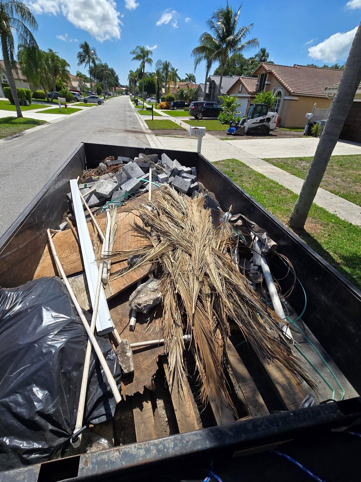 Debris loaded for hauling