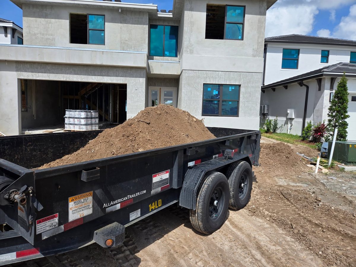 Fill dirt delivered in the dump trailer