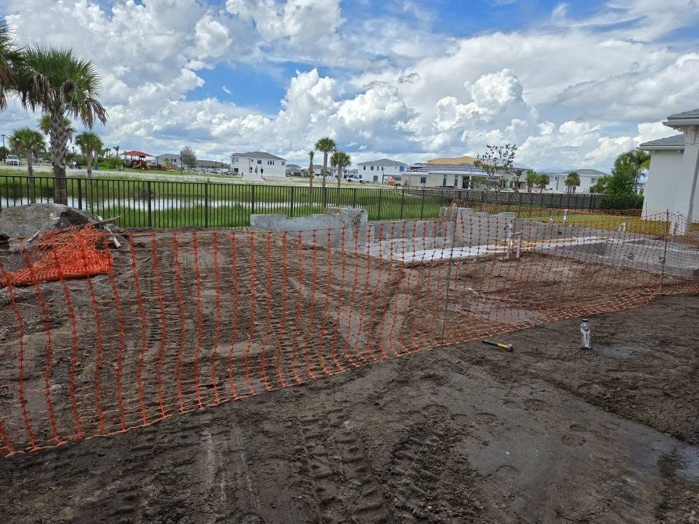 Rough grading on a lakefront lot