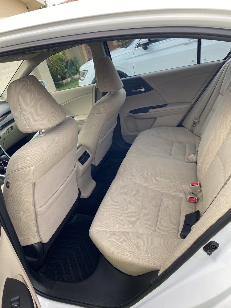 Shampooed beige interior of a Honda Accord