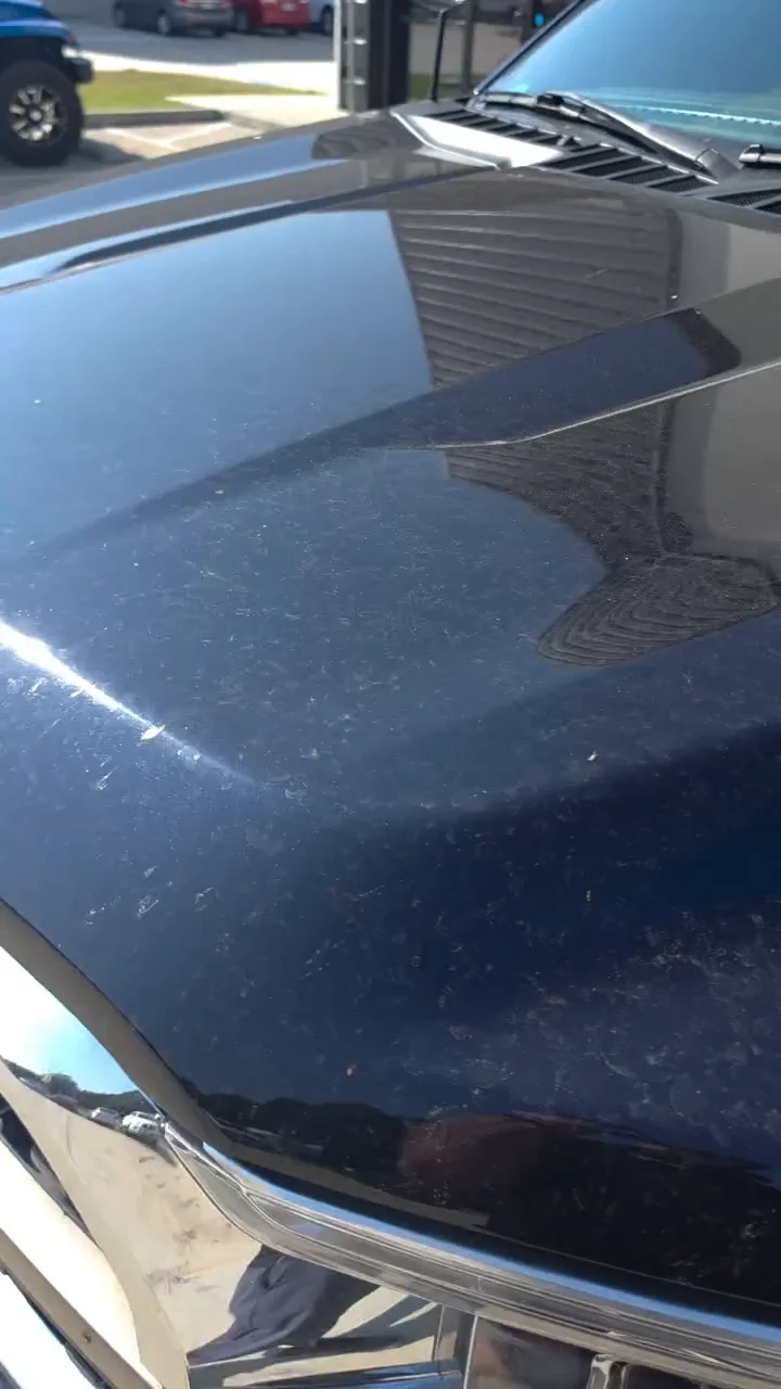 Arrived at the shop: water spots and dull paint on the hood