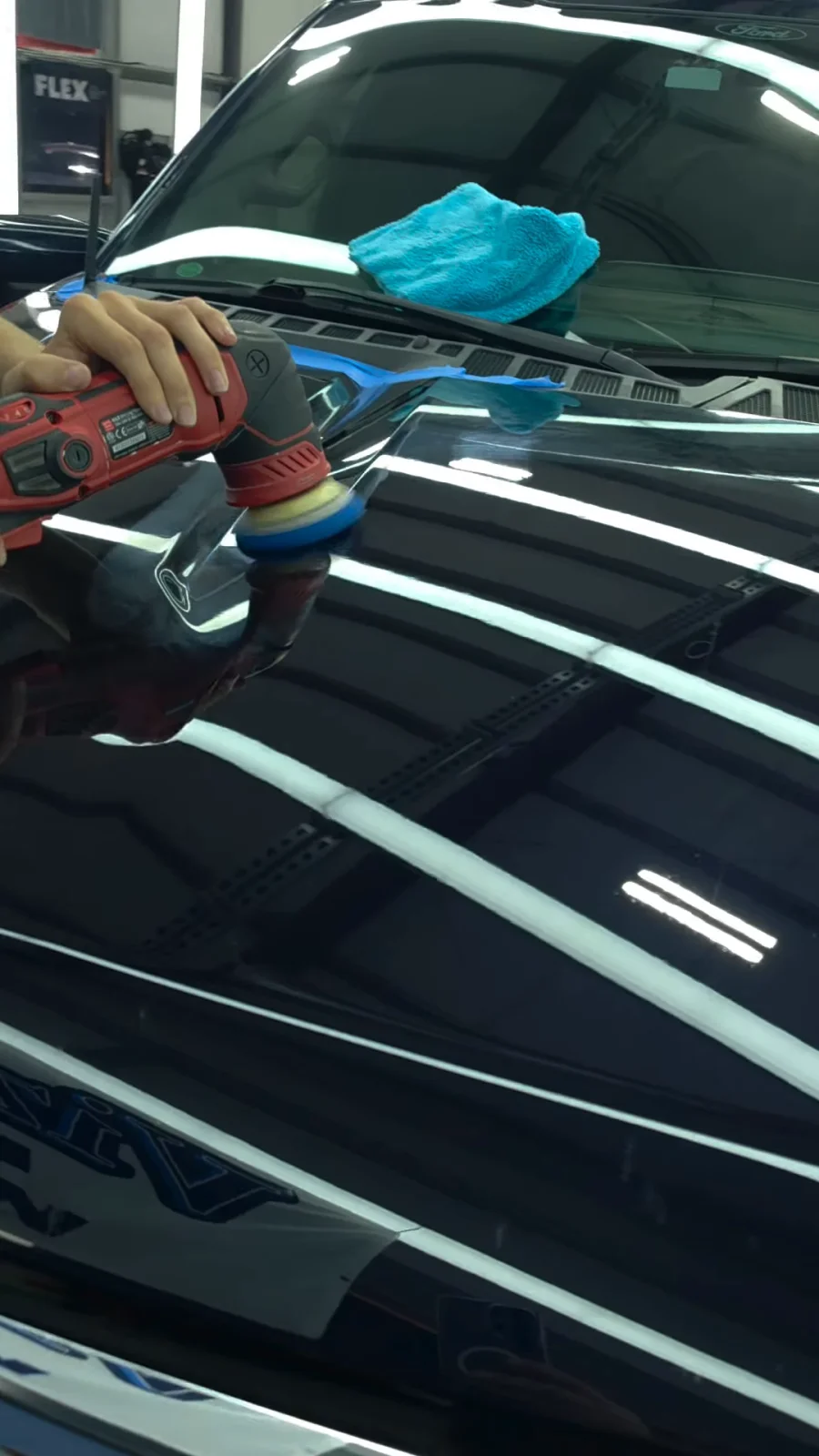 Polishing the hood