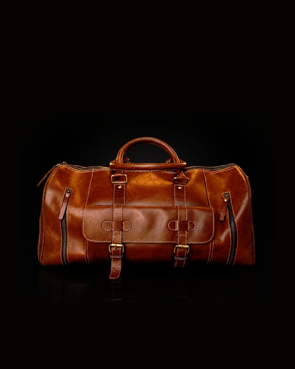 The Marigny Weekender — Hand-Finished Cognac Leather