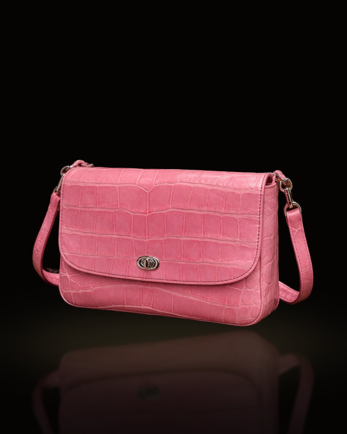 The Rosé Alligator Shoulder Bag — Genuine Alligator Leather