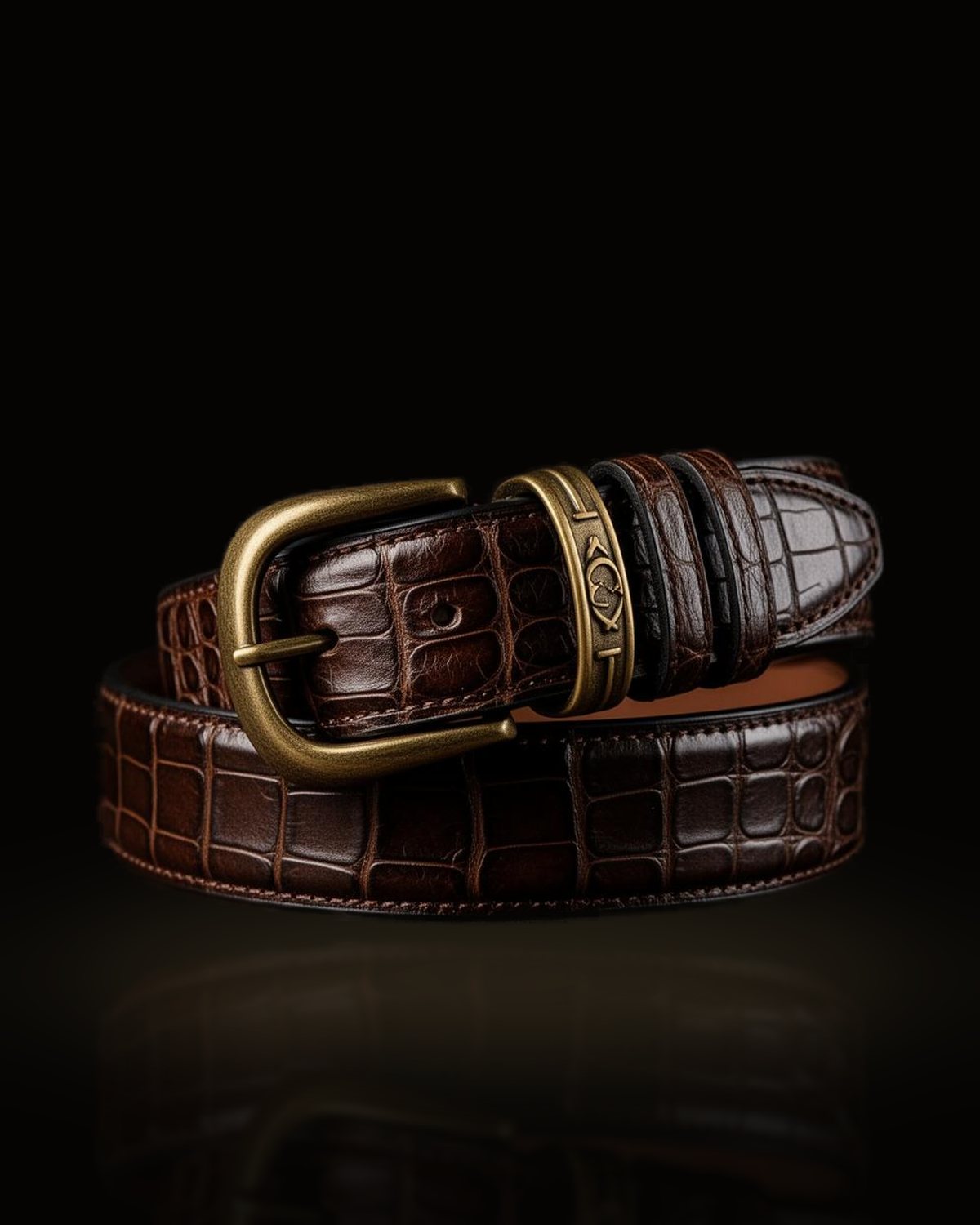 The Rancher Belt — Alligator & Antique Brass